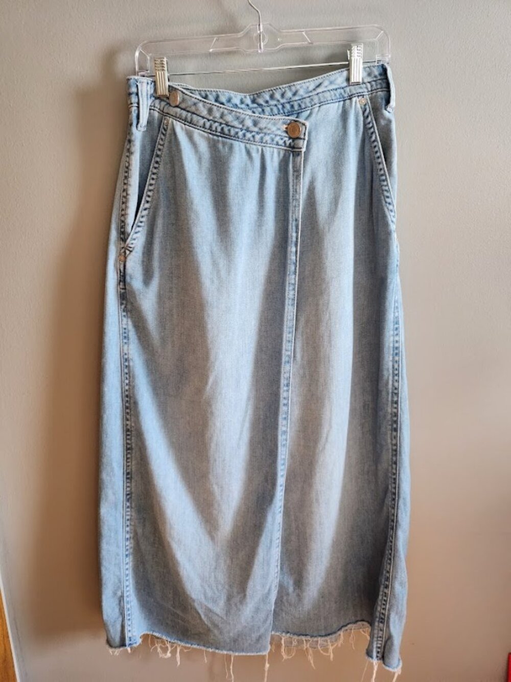 We The Free Light Wash Denim Maxi Skirt